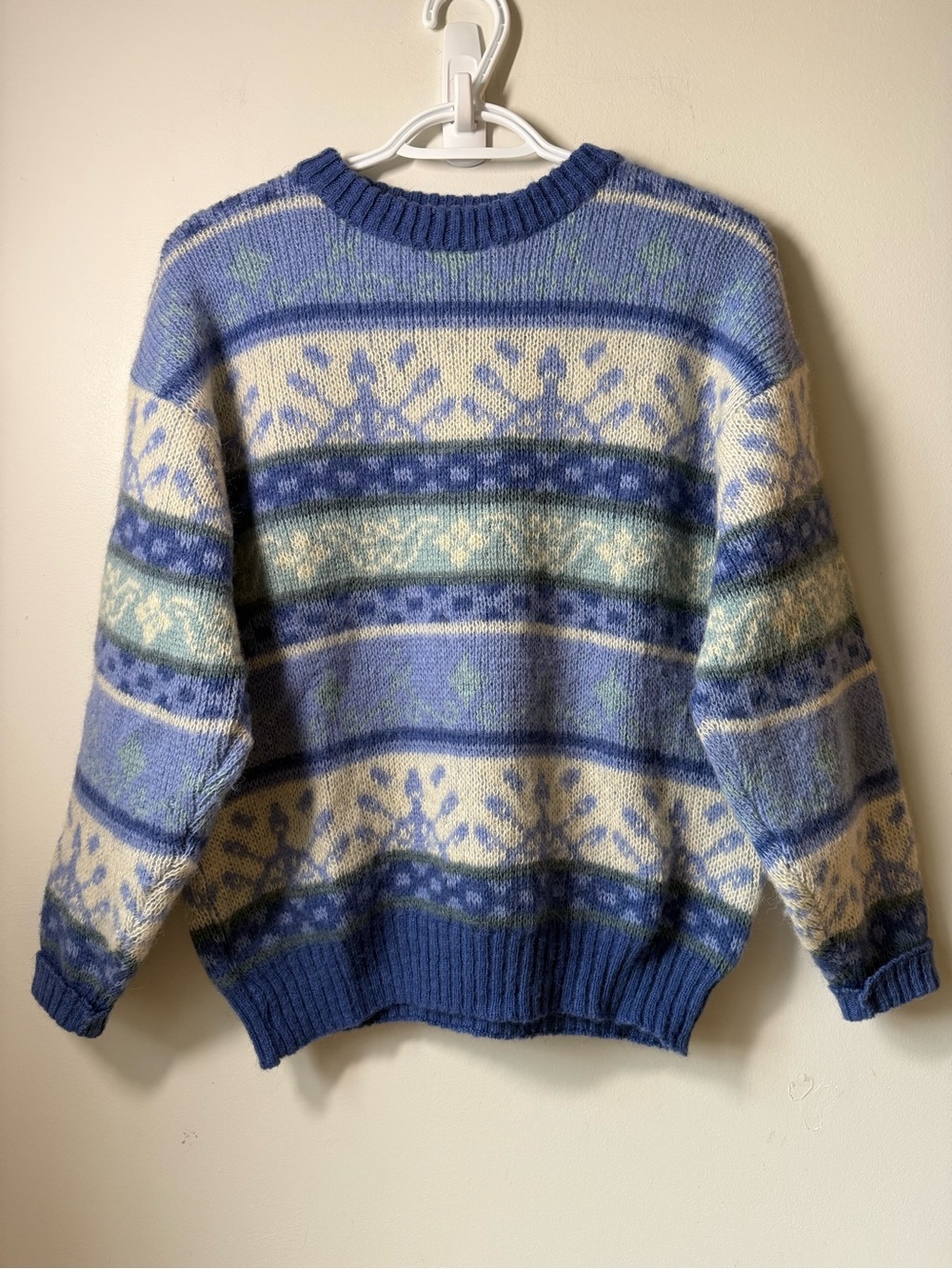 ICEWEAR wool crewneck sweater Blue Patterned traditional Nordic